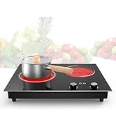GIHETKUT Electric Cooktop,1110V 2100W 2 Burner stove,Built-in &amp; Countertop Stove Top with10 Heati...