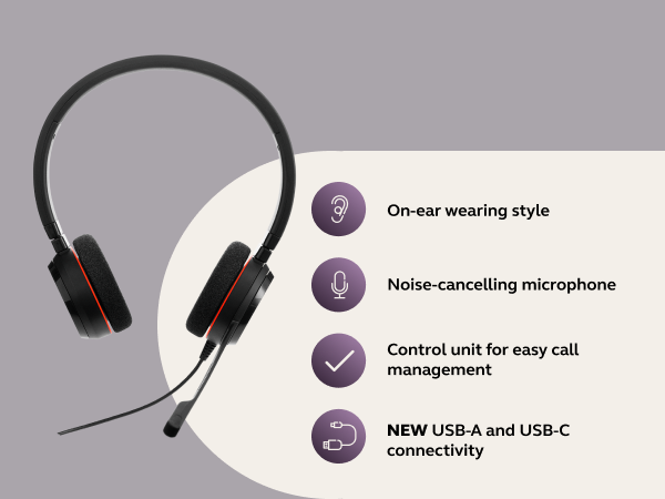 Noise-cancelling microphone headset Microsoft Teams headset USB-A headset USB-C headset