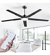 Amico 62 Inch Ceiling Fans with Lights and Remote, Black Indoor/Outdoor Ceiling Fan with 6 Speed,...