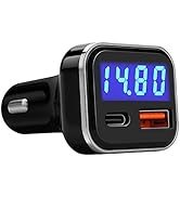 USB C Car Charger Adapter with Voltage Meter Battery Monitor, 30W Cigarette Lighter Type C Fast C...