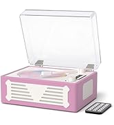 Home Desktop Portable CD Player with Built-in HiFi Dual Speakers and Rechargeable Battery, LED Di...