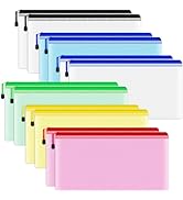 Smarpau Zipper Pencil Pouch, 12 Pack Plastic Zip File Bags Small Zipper Bags for Cosmetics, Bills...