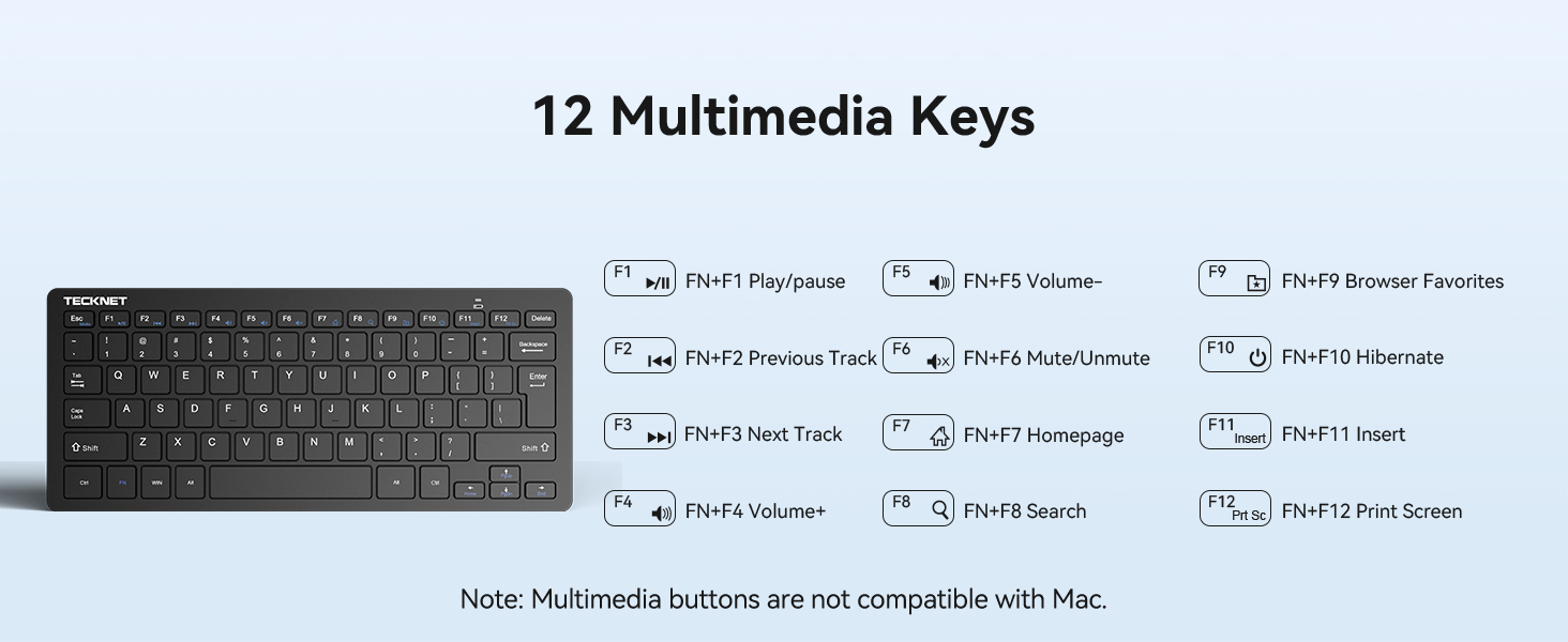 12 multimedia keys keyboard