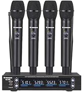 K-mxerpro Wireless Microphone System, 4-Channel UHF Wireless Mic, 4x50 Adjustable Frequencies Cor...