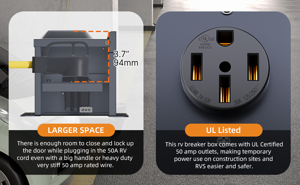 50 Amp RV Power Outlet Box 125/250V NEMA 14-50R RV Receptacle UL Listed
