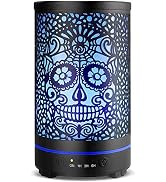 INRORANS 200ml Halloween Sugar Skull Essential Oil Diffuser Black Metal Ultrasonic Scent Diffuser...