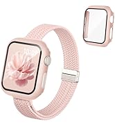 Knossen 3-in-1 Slim Braided Band and Case Compatible with Apple Watch Bands for Women 40mm 41mm 4...