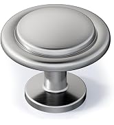Veise 10 Pack 1-1/4 Inch Brushed Nickel Solid Zinc Alloy Euro Style Cabinet Knobs, Single Hole Ro...
