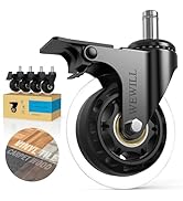 WEWILL 3" Office Chair Caster Wheels with Brake, 5-Pack Heavy Duty PU Replacement Wheels, Univers...