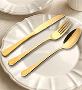 Gold Silverware Set, 20 Pieces Flatware Cutlery Set ENLOY Stainless Steel Utensils Service for 4,...