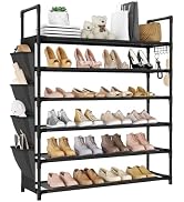 LANTEFUL 6 Tier Shoe Rack, Shoe Organizer Storage for 24-30 Pairs Shoe and Boot, Long Shoe Shelf ...