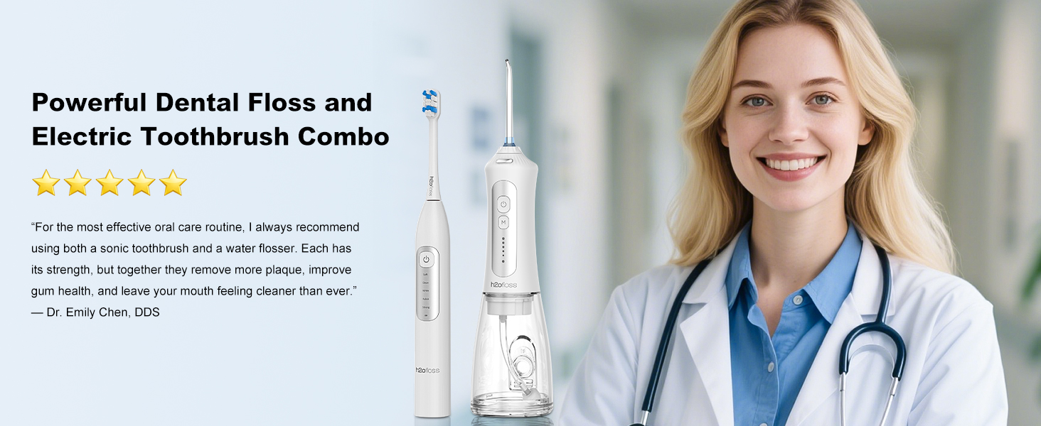 2-in-1 brushing &amp; flossing electric toothbrush