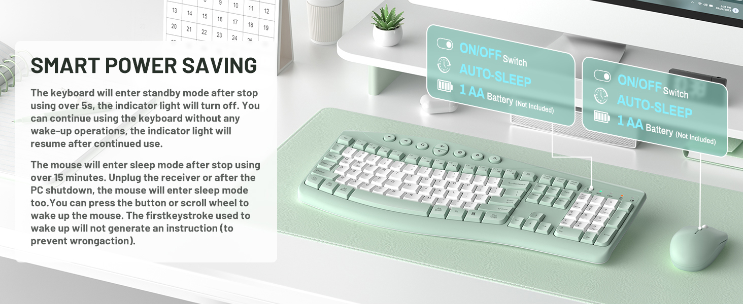 ergonomic keyboard and mouse wireless 6