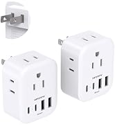 2 Pack US to Japan Travel Plug Adapter, HANYCONY Japan Power Adpter with 4 Outlets 4 USB Ports(2 ...