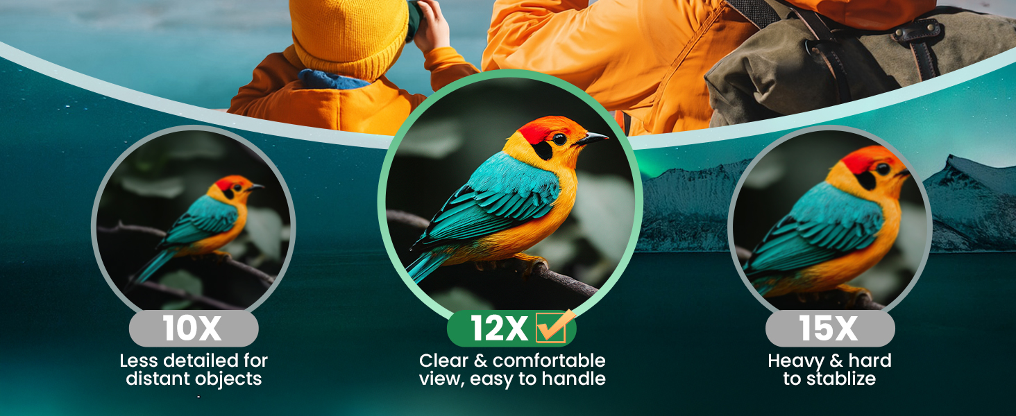 12x Compact Binoculars for Adults
