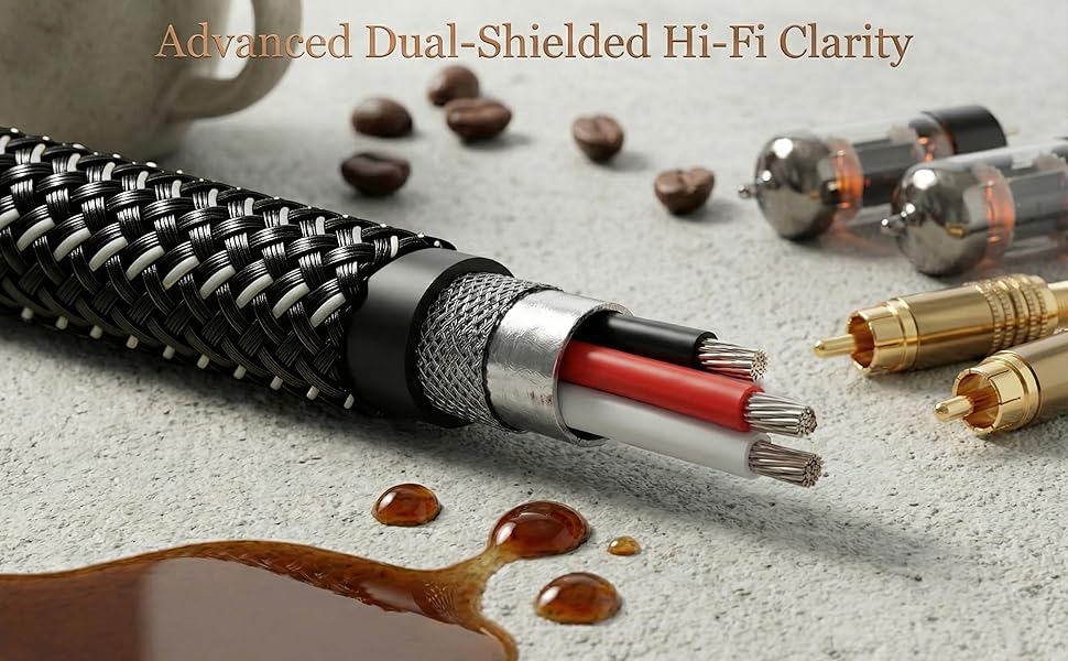 Ruaeoda 3.5mm audio cable oxygen free copper core dual shielding for hi-fi sound