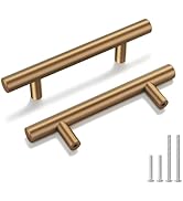 Goldenwarm 25 Pack Champagne Bronze Cabinet Pulls Gold Cabinet Handles 3 inch(76mm) Champagne Dra...