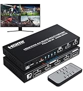 4 Port HDMl KVM Multiviewer 4K@30Hz, 4x1 Quad Multi Viewer Seamless Switcher 4 in 1 Out Support 4...