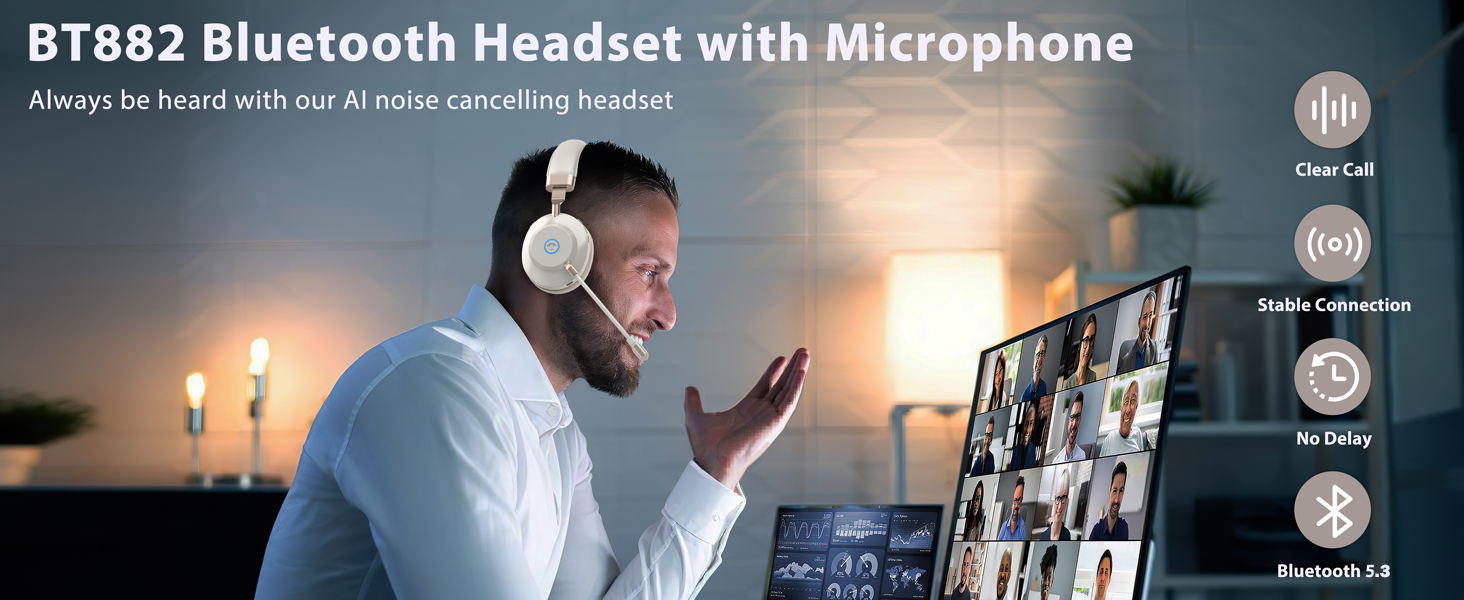 wireless headset with mic for work