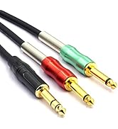 SiYear 6.35mm 1/4 Inch TRS Stereo to Dual 6.35mm Male Mono Y Splitter Audio Cable, 1/4" Male to D...