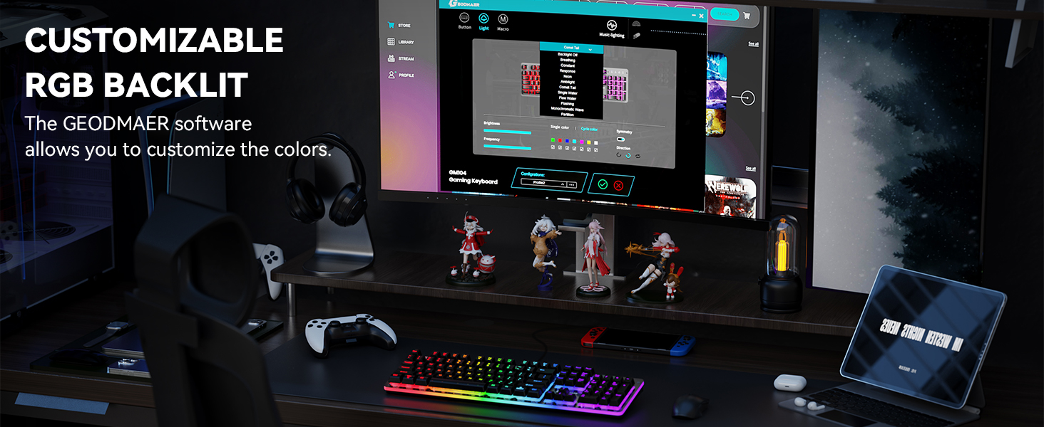 104 keys wired RGB gaming keyboard