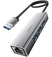 USB 3.0 to Ethernet Adapter Gigabit | 3-Port USB-A 3.0 Hub with 10/100/1000 RJ45 Adapter,Aluminum...