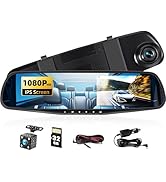Mirror Dash Cam 4.5 Inch Rear View Mirror Camera 1080P Front and 480P Rear View Dual Cameras with...