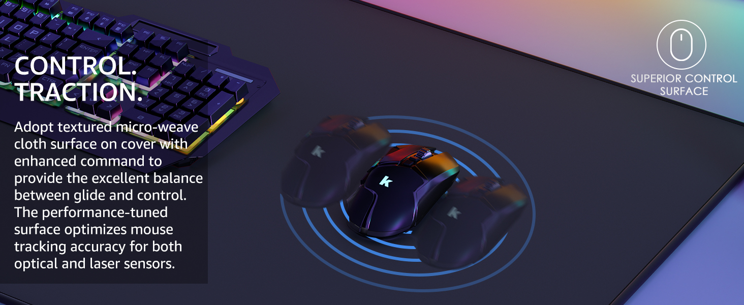 adopt textured micro-weave cloth surface to provide the excellent balance between glide and control