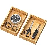 Bamboo Drawer Organizer Utensil Holder for Kitchen, Small Wood Silverware Storage Organizer, Stac...