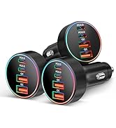 [3 Pack] USB C Car Charger, 4-Port 90W Super Fast USB-C &amp; USB-A Car Phone Charger Adapter Accesso...