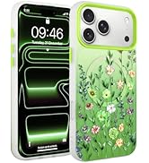 Fsoole Magnetic for iPhone 17 Pro Case [Compatible with MagSafe] Pretty Gradient Flower Floral Pa...