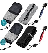 2-Pack Waffle Microfiber Golf Towel and Brush Tool Sets, Bagged Tri-Fold Golf Cleaning Towel with...