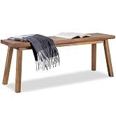 VICTORY RELAX Solid Wood Bench - Minimalist Design, Acacia Wood Construction, Natural Color, Vers...