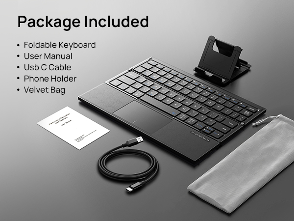 SODI Tri-Fold Portable Bluetooth Keyboard with Touchpad