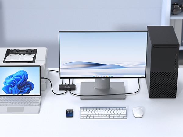 USB C switcher for 2 computers, supporting 10Gbps data transfer across four ports