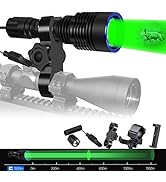 ULTRAFIRE 1917 Yard Green Hunting Light Single Mode LED Flashlight, 2200 High Lumen Hog Predator ...