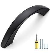 Ravinte 10 Pack Cabinet Pulls 3 Inch Matte Black Curved Drawer Pulls for Kitchen Cupboard Arch Pu...