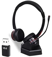 MAIRDI Bluetooth 5.0 Headset with Microphone Noise Canceling, Stereo Wireless Headset for Office ...