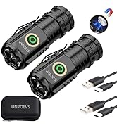 UNROEVS Mini Flashlight 2550 Lumens Rechargeable USB C Charging, Small Flashlights High Lumens 5 ...