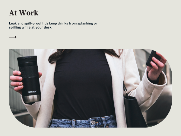 work commute travel professional gift coworker carry leakproof spillproof desk black silver woman