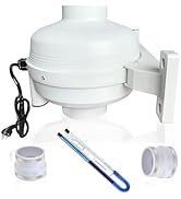 Dcfairfan 4x3 Radon Installation Kit, Radon Mitigation System Inline Duct Fan IP67 Waterproof, In...