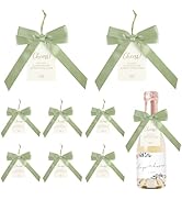 AIMUDI Sage Green Bottle Bows with Card and Stretch Band 3.5" Wine Champagne Bottle Satin Ribbon ...