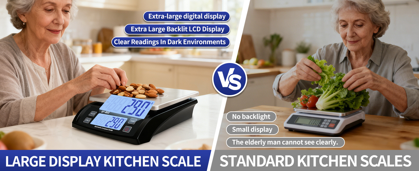 Large Digital Kitchen Scale Black 30kg/66lb