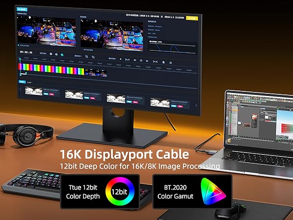 16K Displayport Cable 2.1, DP 2.1 80Gbps Cable