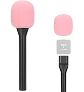 SUNMON Handheld Mic Stand for Rode Wireless Mic with Pop Filter(Pink), Holder for Rode Go 2/Wirel...