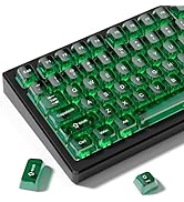 dagaladoo Dark Green keycap Set,Transparent keycaps 60 75 100 Percent,Crystal Jelly Keycaps,Shine...