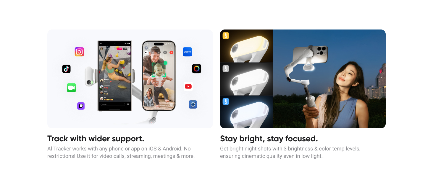 Intsa360 Flow 2 White Gimbal Stabilizer for Smartphone