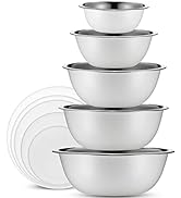 WHYSKO Stainless Steel Mixing Bowls With Lids Set, 5 Sizes Nesting Mixing Bowls for Your Kitchen ...