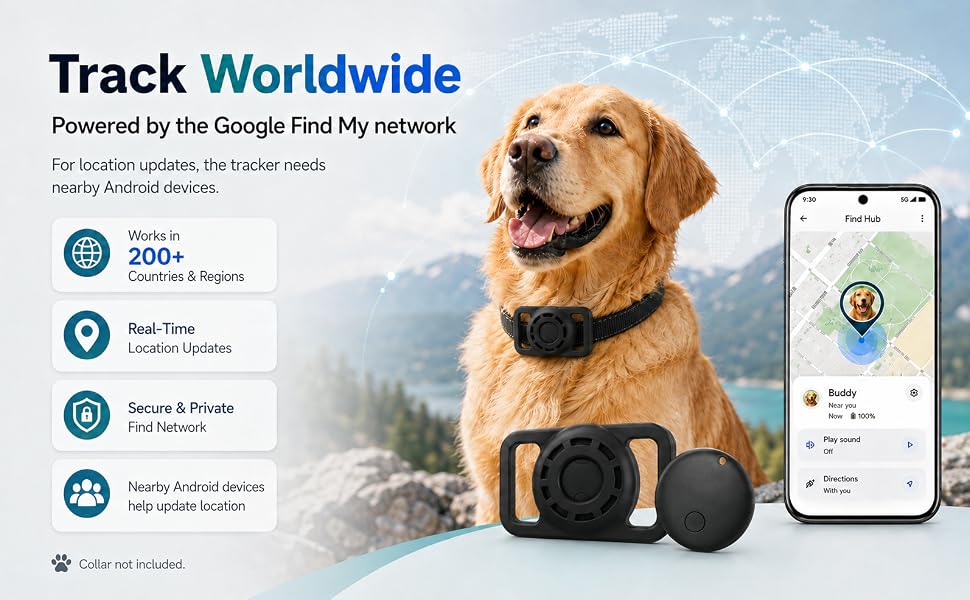 GPS Collar for Dogs, Pet Tracker for Dogs (Android Only)