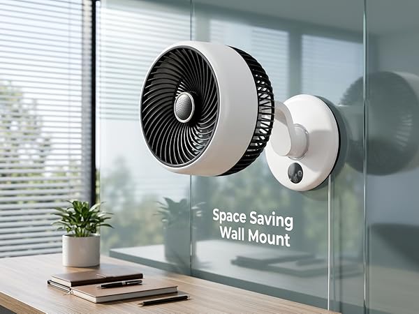 This portable wall mount fan support vacuum suction installation.